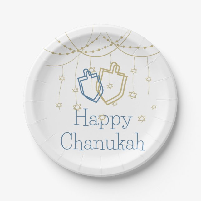 Prato De Papel Feliz Chanukah Paper Plates (Frente)