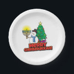 Prato De Papel Feliz Chrismukkah com Snowman e Menorah<br><div class="desc">É um verdadeiro Chrismukkah para 2019! O Natal e Chanucá caem na mesma semana!Adicione estas placas de papel interconfessionais (Hanukkah e Natal) às suas celebrações de Chrismukkah este ano. Se celebrarmos juntos os feriados, é um bom toque.Este é nosso design e você não o encontrará em nenhum outro lugar além...</div>
