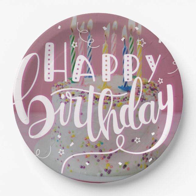 Prato De Papel Feliz conceito de aniversário (Frente)