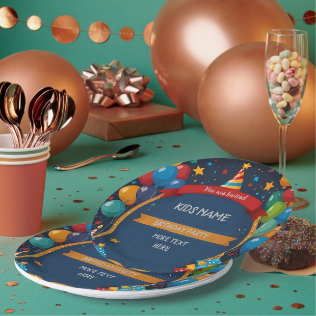 Prato De Papel Feliz Convite de Aniversário (Múltiplo)