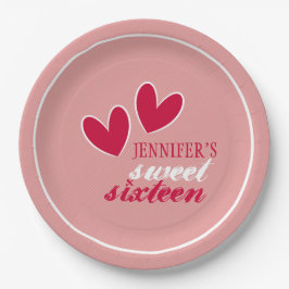 Prato De Papel Feliz Coração Doce Dezesseis