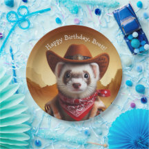 Feliz Cowboy Ferret Western Style Aniversário