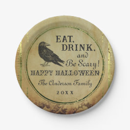 Prato De Papel Feliz Dia das Bruxas de Spooky Vintage Gothic