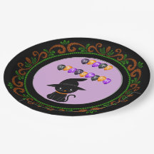 Feliz Dia das Bruxas do Gato Negro Laranja