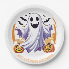 Prato De Papel Feliz Dia das Bruxas Fantasma
