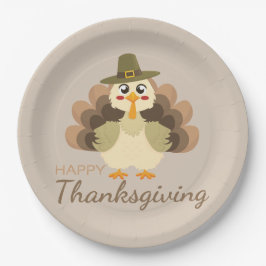 Prato De Papel Feliz Dia de Ação de Graças Feliz, Turca Piligrim