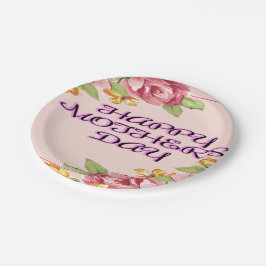 Prato De Papel Feliz Dia de as mães com Flores
