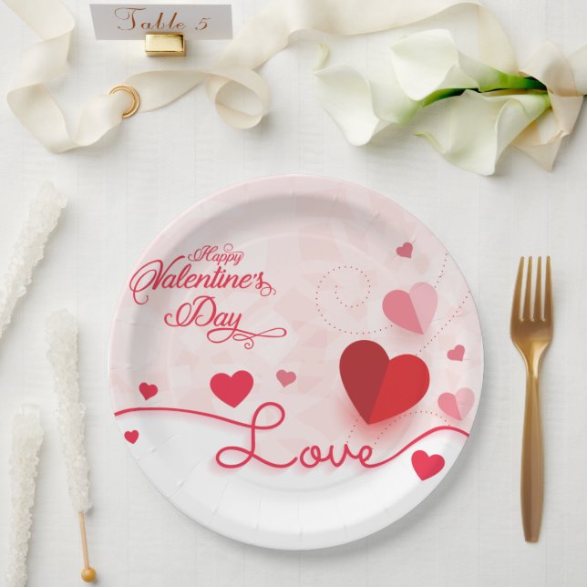 Prato De Papel Feliz dia de os namorados moderno (Casamento)