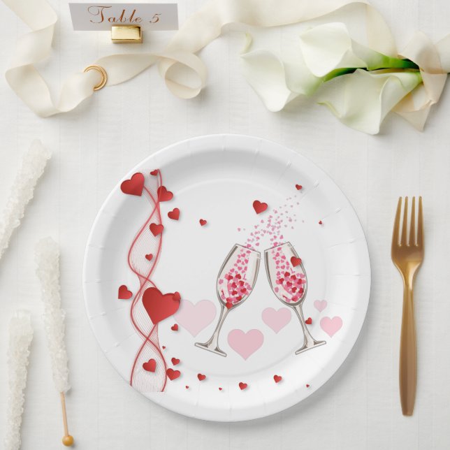 Prato De Papel Feliz dia de os namorados moderno (Casamento)