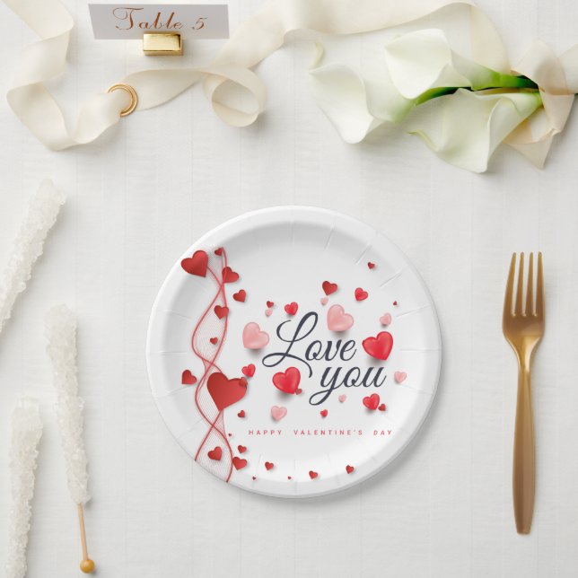 Prato De Papel Feliz dia de os namorados moderno (Casamento)