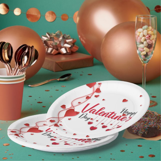 Prato De Papel Feliz dia de os namorados moderno (Múltiplo)