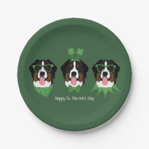 Prato De Papel Feliz Dia de São Patrício Bernese Mountain Dogs