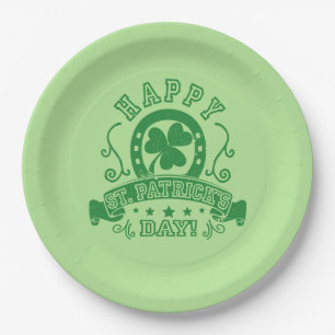Prato De Papel Feliz Dia de São Patrício Shamrock