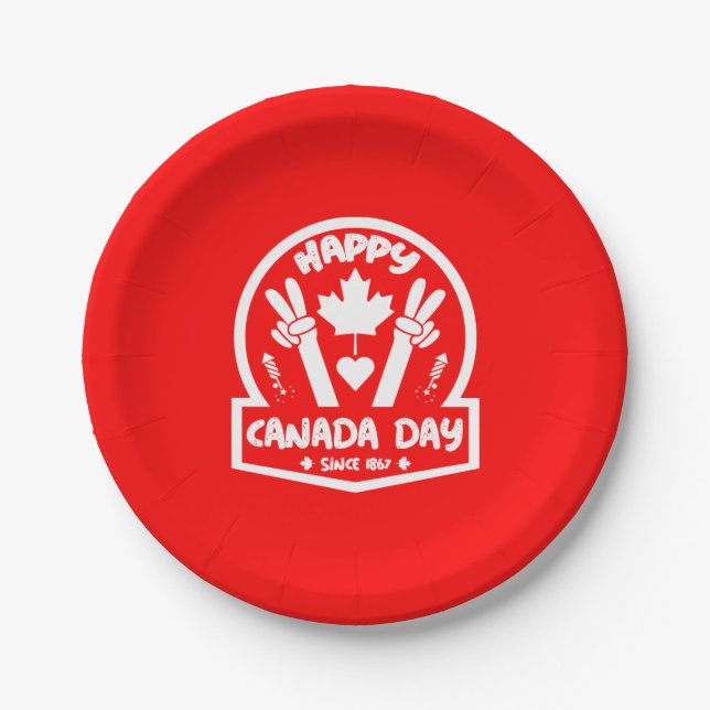 Prato De Papel Feliz Dia do Canadá 1 de julho (Frente)