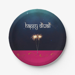 Prato De Papel Feliz Diwali com espasmo - Placa de Papel