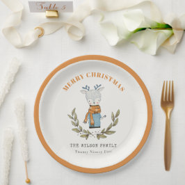 Prato De Papel Feliz e Feliz Suéter Leafy Reindey Natal