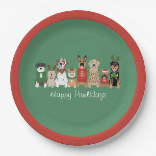 Prato De Papel Feliz Feliz Dia dos Cães Vermelhos