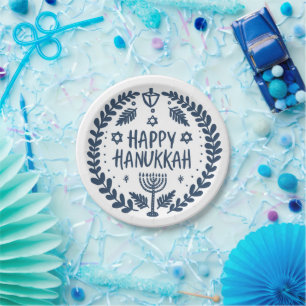 Prato De Papel Feliz Festa de Hanukkah, Gritante, Desenhado à Mão