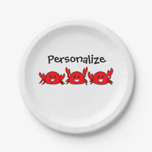 Prato De Papel Feliz Festa de Praia de Caranguejos Vermelhos