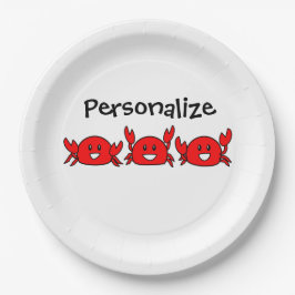 Prato De Papel Feliz Festa de Praia de Caranguejos Vermelhos