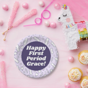 Prato De Papel Feliz Festa de Primeiro Período Púrpura Tampão Nom