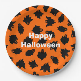 Prato De Papel Feliz Festa do Dia das Bruxas Laranja
