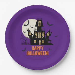 Prato De Papel Feliz Halloween Black Cat Spooky Hauny House