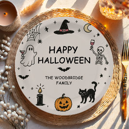 Prato De Papel Feliz Halloween Desenhado à Mão