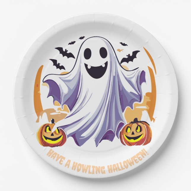 Prato De Papel Feliz Halloween Ghost (Frente)