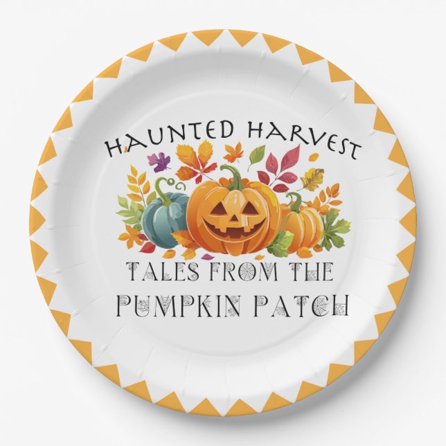 Prato De Papel Feliz Halloween Harvest Pumpkins (Frente)