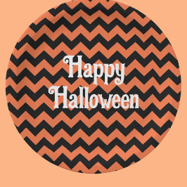 Prato De Papel Feliz Halloween listra de chevron festa infantil