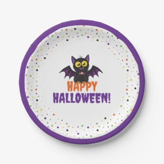 Prato De Papel Feliz Halloween Morcego de Vampiro Fofo Pontos Est