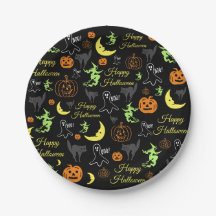 Feliz Halloween Padrão Preto