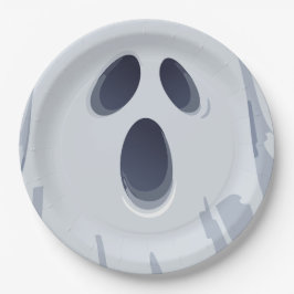 Prato De Papel Feliz Halloween Rosto de Fantasma Assustador