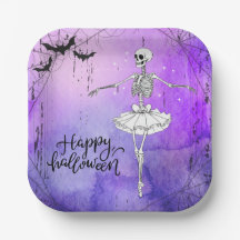 Feliz Halloween Skeleton Ballerina Purple