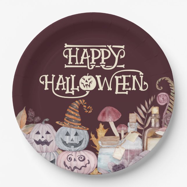 Prato De Papel Feliz Halloween Spooky (Frente)