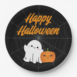 Prato De Papel Feliz Halloween Spooky Party Black