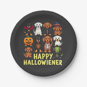 Prato De Papel Feliz Hallowiener Spooky Halloween Dog Weiner