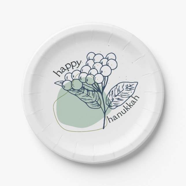Prato De Papel Feliz Hanukkah (com Drama Berries) (Frente)