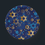 Prato De Papel Feliz Hanukkah Jewish Star Menorah Blue<br><div class="desc">Feliz Hanukkah,  Menorah,  estrela judia,  placas de papel azul.</div>