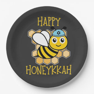 Prato De Papel Feliz Honeykkah Honey Bee Hanukkah judeu