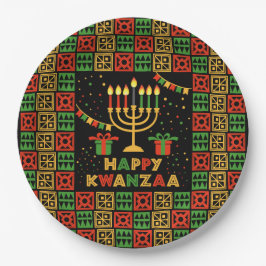 Prato De Papel Feliz Kwanzaa Velas Vermelhas Preto Verde Amarelo 