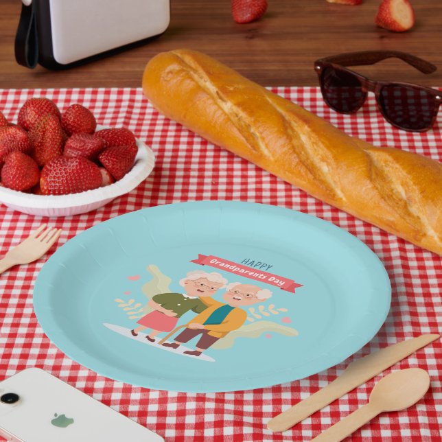 Prato De Papel Feliz Livro de Palavras do Dia dos Avós (Piquenique)