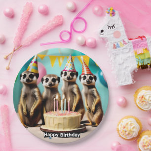 Prato De Papel Feliz Meerkat Birthday,