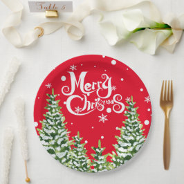 Prato De Papel Feliz Natal Árvores de Neve Plata de Natal