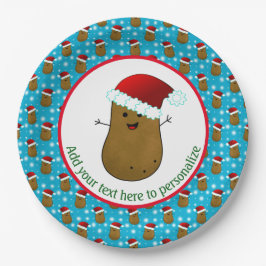 Prato De Papel Feliz Natal Batata Vestindo Um Papai Noel