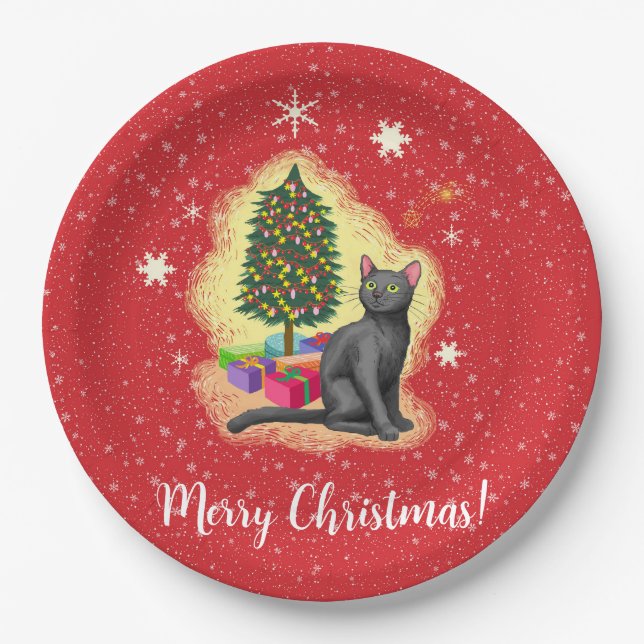 Prato De Papel Feliz Natal Cat (Frente)