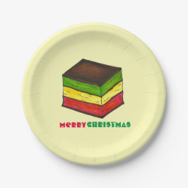 Prato De Papel Feliz Natal - Cookie da Camada do Arco-Íris Sete I