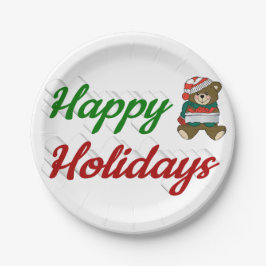 Prato De Papel Feliz Natal do Urso de Teddy