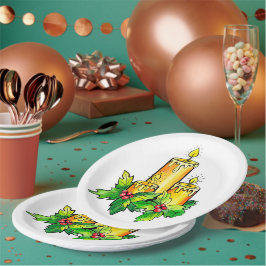 Prato De Papel Feliz Natal E Feliz ano novo Amarelos